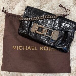 Michael Kors MK Black Leather Shoulder Bag / Purse